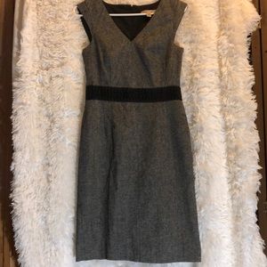 BANANA REPUBLIC Gray Wool Waist Trim Sheath Dress